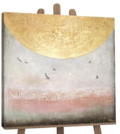 YS-Art XXL Abstrakt Acrylbild Sonnenenergie II modernes Design Gold Braun