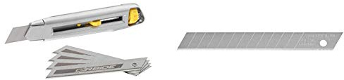 Stanley 7-10-018 Confezione cutter Interlock da 18mm + 5 lame al carburo di tungsteno & 0-11-300 Lame a Spezzare, 9 mm, Set di 10 pz