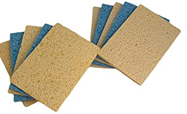 Set 10 Estropajos, Estropajo de Cocina, Utensilios de Limpieza, Estropajo para Platos y Menaje, Estropajos Amarillo y Azul 10PCS