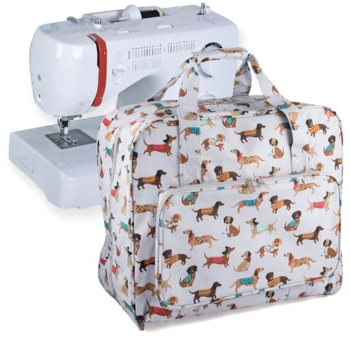 Hobby Gift Esclusiva borsa per macchina da cucire, in PVC, imbottita, per accessori extra, 20 x 44 x 38 cm, motivo: cane salsiccia