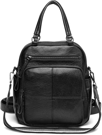 Kiepoar Damen Rucksack Schultertasche Leder 3 in 1 als Fashion Backpack Umhängetasche Handtasche, Elegant Wasserdicht Große Lederrucksack Leichte Mode Mehrere Taschen Passend für Arbeit Schule Reise