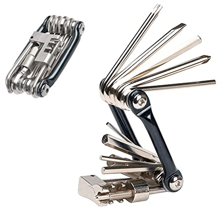 Aiqeer 11 in 1 Fahrrad Reparatur Werkzeug, Fahrrad Multitool, Mini Fahrradwerkzeug (Schwarz)