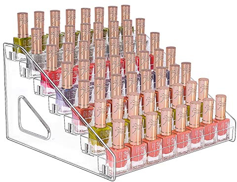 JessLab Nagellack Organizer, 7-Stufige Klarer Acryl Nagellack Halter Åtherische Öle Kosmetik Vitrine Makeup Organizer Kosmetik Aufbewahrung für Badezimmer Waschtisch Arbeitsplatte