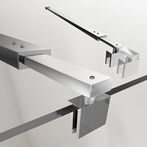 S'AFIELINA Stabilisator Duschwand Haltestange für Duschwänd Eckig Winkel Flexibel Einstellbar 700-1200mm Stabilisierungsstange aus Edelstahl für Glasdicke 8-10 mm (2 Stück)