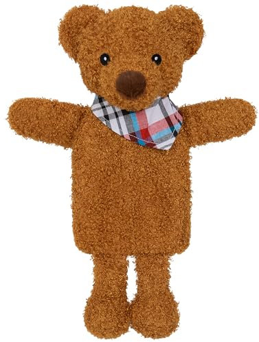 Hot Water Bottle with Animal Fleece Cover 1 or 2 Litre Capacity Natural Rubber Long Hot Water Bottle Plush Cute Animal Cover Cosy Gifts (Brown Bear)