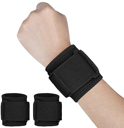 Yasdyri Wrist Brace Compression for Women and Men Adjustable Wrist Supports for Tendonitis, Arthritis, Carpal Tunnel, Sports Injuries, Badminton, Basketball, Fitness 2 Pack (Black)