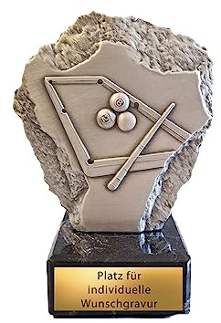 eberin · Metall Pokal Billard · Billardspieler Cup · Billardspiel Preis · Metall Trophäe Billardkugeln/Billardtisch auf Marmor schwarz · Pokal in 4 Farben erhältlich · mit oder ohne Gravur ·