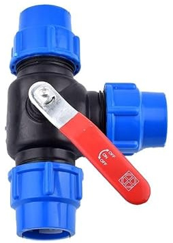 Vanne à boisseau sphérique d'irrigation de jardin 25 mm 32 mm 40 mm 50 mm Tuyau d'eau en plastique avec noyau en acier Vanne à boisseau sphérique 3 voies Connecteur rapide Type T PVC PE Connexion rapi
