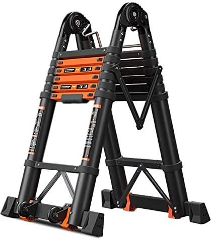 Échelle d'extension télescopique en Aluminium pour l'extérieur et Les escaliers Escabeau Multi-usages Robuste A Frame Échelle Droite Pliable Charge maximale 200 kg