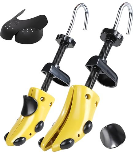 Msentuo Shoe Stretcher Shoe Trees,Adjustable Length & Width for Men and Women,4-Way Adjustable Shoe Expander Widener, Yellow, L (for Men's Size Us 10-13.5)