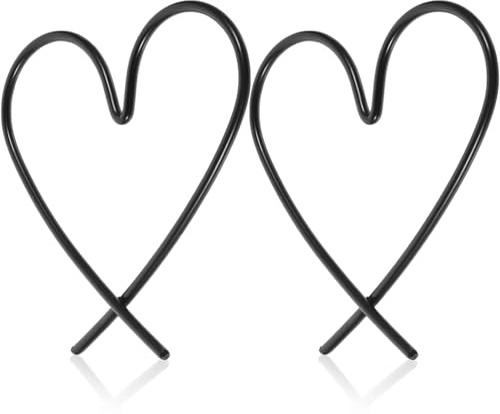 IMIKEYA 2 Stück Metall Herz Wanddeko Schwarz Metall Wandkunst Herz Geometrisch Deko Wohnzimmer Wand Deko Wandschild für Schlafzimmer Küche Wohnzimmer