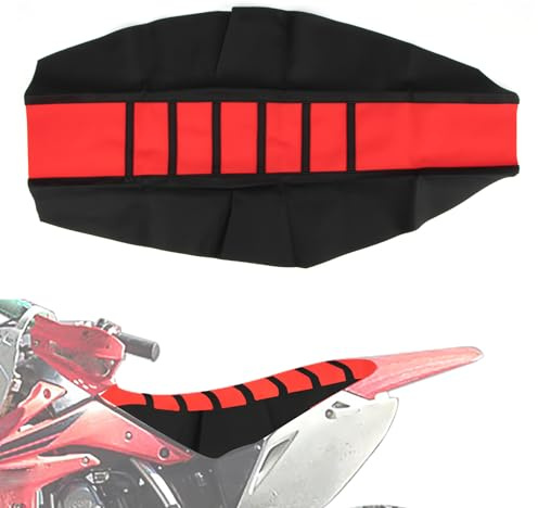 PSLER Dirt Bike Seat Cover, Universal Motorcycle Seat Cushion Covers Rubber Soft Seat Cover for Most Dirt Bike Pit Bike Motorcycle (Red)