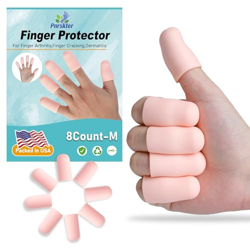 Pnrskter Finger Protectors & Cots - 8 Pcs Silicone Finger Sleeves for Arthritis, Eczema & Cracked Fingers - Soft Covers for Pain Relief & Daily Protection (Nude, Medium)