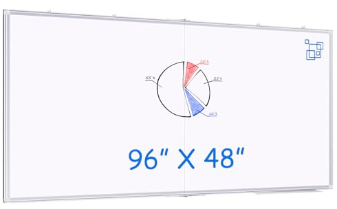 Magnetic Dry Erase Board 96 x 48 inches, Maxtek 4 x 8 Whiteboard for Wall, Large White Board Dry Erase Foldable Wall-Mounted Aluminum Frame Erase Board with Marker Tray for Office Home and School