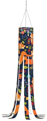 Festlicher Windsack mit süßem Tier-Fuchs-Blumendruck, Halloween-Geister-Dekoration, Outdoor, Herbst-Windsäcke, Geister-Halloween