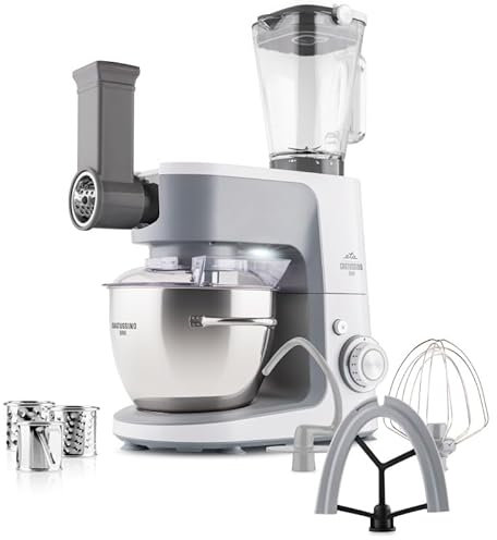 ETA Küchenmaschine Gratussino Bravo III I 1200W I 8 Geschwindigkeitsstufen I Planetenrührsystem I PULSE-Taste I Kneten, Rühren, Schlagen, Mixen, Reiben, Fleischwolf, Wurstfüllung I Edelstahlschüssel