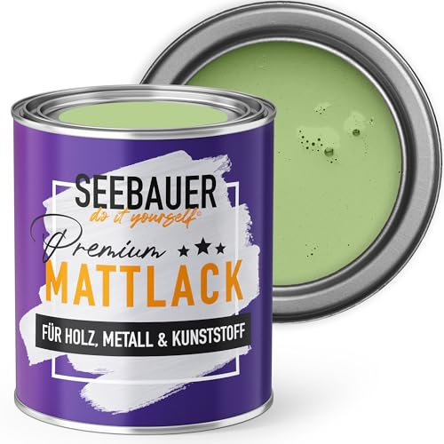 SEEBAUER diy Mattlack Grün 375ml für Innen & Außen (No. 735 Spring Feeling) Möbelfarbe ohne Schleifen - Hybrid-Lack für Holz, Metall, Kunststoff - Holzlack, Möbellack hohe Deckkraft