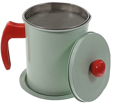 SHOWERORO Edelstahl Ölbehälter Mit Feinmaschigem Sieb Küchentopf Zum Abtropfen Von Öl Und Fett Ölsiebkanne Für Speiseöl Kokosöl Und Frittieröl Mit Rutschfestem Griff Und Ölausgießöffnung