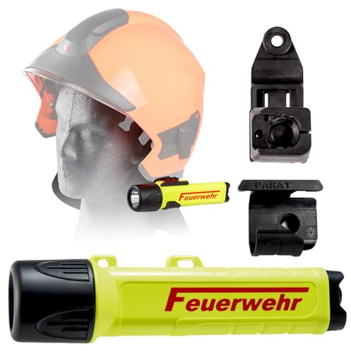 PARAT PARALUX® PX1 FEUERWEHR Set für Rosenbauer HEROS Titan Rechts | LED Arbeitsleuchte mit 120 Lumen | EX-geschützte LED Taschenlampe | Wasserdichte Helmlampe | inkl. Batterien, Adapter & Halterung