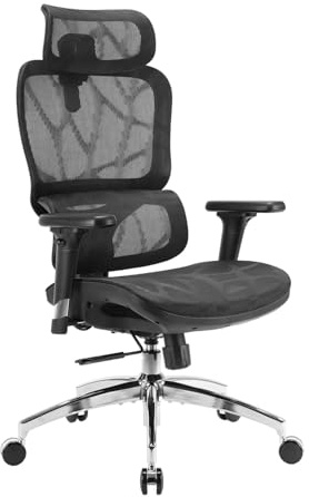 SIHOO M56B Ergonomic Office Chair – High-Back Desk Chair with 3D Dynamic Lumbar Support, Adjustable 3D Headrest, 3D Armrests, and Breathable Mesh Seat and Productivity