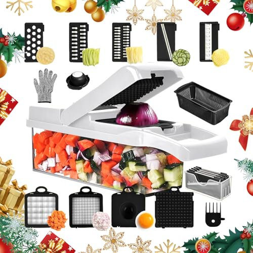 TTSTOIEE Cortador en Espiral de Verduras, Rallador de Cocina Multifunción 20 Piezas con Cuchillas para Verduras, Frutas, Cebolla, Ensalada - Accesorios de Cocina, Mandolina de cocina