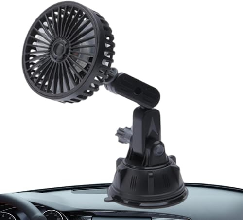 Setauoo Ventilador de coche pequeño, potente enfriador de vehículo con succión, ventilador giratorio de ángulo silencioso con ventosa con 3 velocidades, para vehículo y camión