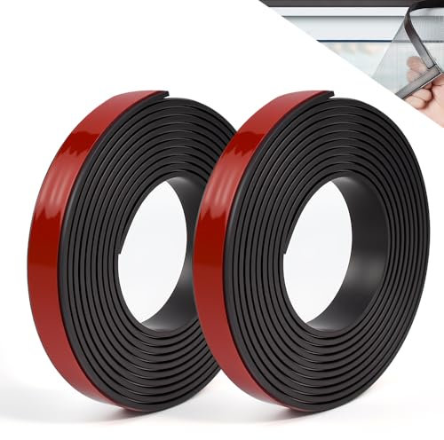BUZIFU 2 Rotoli Nastro Magnetico Adesivo per Zanzariere 12,7mmx2m Strisce Magnetiche con Supporto Adesivo Banda Magnetica Adesiva Rotolo Magnetico Flessibile per l'Installazione delle Zanzariere