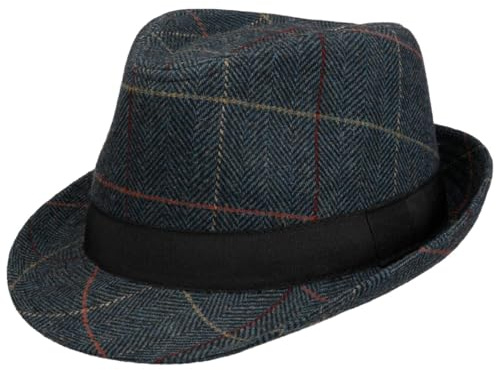 Lipodo Brisburgh Trilby Tyghatt Herrar - musikerhatt rutig hatt med foder, grosgrain band höst-vinter Vinter - L (59-60 cm) mörkblå