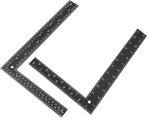 DIYEAH Regla Cuadrada Forma De l De Acero Endurecido 20x30 Cm Certificada Para Carpintería y Construcción Oficina Uso Profesional 2 Piezas