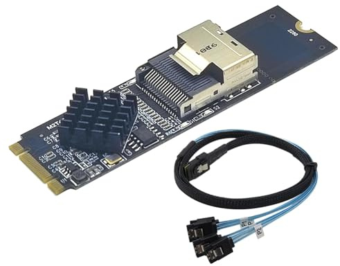 Tarjeta de expansión M.2 NVMe a Mini SAS SFF-8087 SATA 3.0 de 36 pines PCB de baja latencia con cable de 8 x 2,23 cm