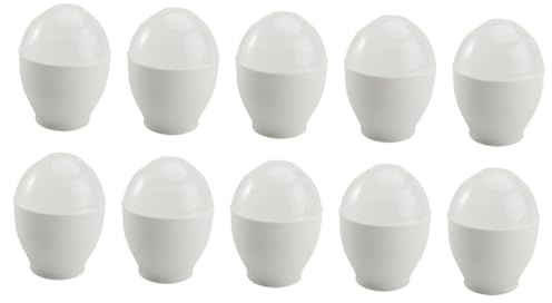Gatuida 10 piezas Tazas para Pochar Huevos Microondas Molde Seguro y Ligero para Desayuno Rápido Taza Vaporera Multifuncional Blanca para Cocina