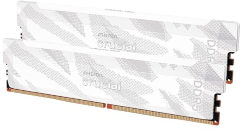 Crucial Pro RAM DDR5 32GB (2x16GB) 6400MHz CL32, Overclocking Gaming, Memoria de Ordenador de Sobremesa, Intel XMP 3.0 / AMD Expo, Blanco - CP2K16G64C32U5W