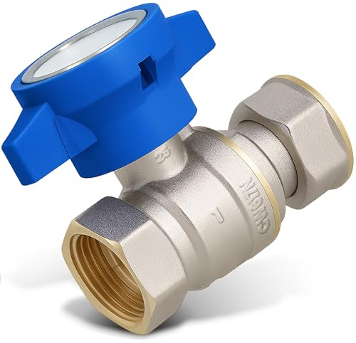 Instalguru Kugelventil Kugelhahn 1'' IG Absperrventil Absperrhahn mit Thermometer Verschraubung 10 bar Thermometergriff Blau PTFE Dichtung Flügelgriff Heizung Wassersysteme