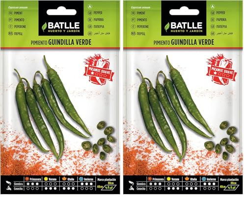 Semillas Hortícolas - Pimiento Guindilla Verde - Batlle (Paquete de 2)