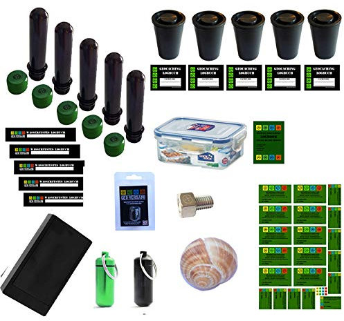 NEU 38 Teile Geocaching Behälter Paket Set - Nano Versteck Petling Logbuch Micro