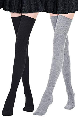 DRESHOW Kniestrümpfe Overknee Strümpfe Lange Gestreifte Socken Beinwärmer Schenkel Socken für Damen und Mädchen
