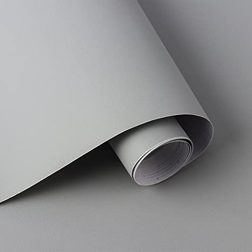 Timeet Självhäftande tapet, grå matt möbelklistermärken, skala av och klistra på kontaktpapper, klibbig baksida, plastpapper, avtagbar vinylfilm, enfärgad för vardagsrum, väggbord, hyllfoder, 40 x 300