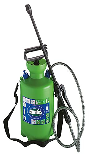 Amig - Drucksprüher mit Druckpumpe und Lanze | 10L Fassungsvermögen | Schulterriemen für bequemes Arbeiten | Flexibel regulierbare Strahlöffnung, Grün, Estándar, Kunststoff
