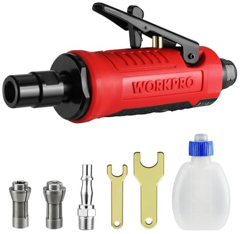WORKPRO Air Die Grinder 1/4 1/8, Pneumatic Mini Straight Grinder with Safety Lock for Polishing, Grinding, Rust Removal of Metal, Wood, Plastic (Rotation Speed: 25000 RPM)