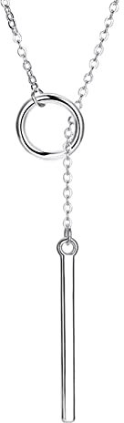 Damen Halskette Lang Anhänger Sterling Silber Schmuck Kreis Riemen Lange Kette Halskette Anhänger für Damen Modeschmuck Sterling Silber Beste Freund Geschenk