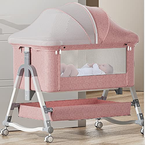 Babywippe,Babybett,Beistellbett,stubenwagen,babywiege,Bettumrandung Baby Bett,Boxspringbett,mit Aufbewahrungskorb Zubehör,5° Antispuckmodus,10° Schlafmodus schütteln,für Säuglinge/Neugeborene/Haustier
