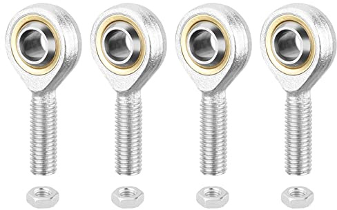HiPicco SA10T/K Rodamiento de extremo de varilla, 4pcs 10mm Bore Self Lubricating M10x1.5mm Rosca métrica macho derecha Heim Junta con tuercas de mermelada