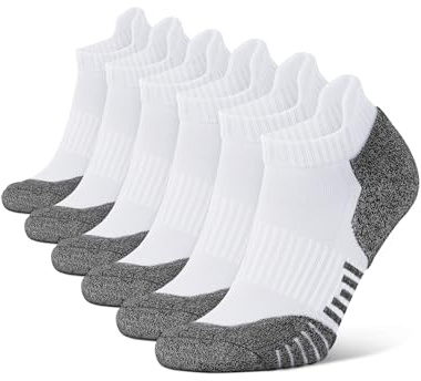 Closemate 6 Par Strumpor Herr Korta Ankelstrumpor Sportstrumpor Frottéstrumpor Löpar Strumpor Tjocka Träning Andas Bomullsstrumpor för Män Sneakersstrumpor(6Vit,Storlek XL)