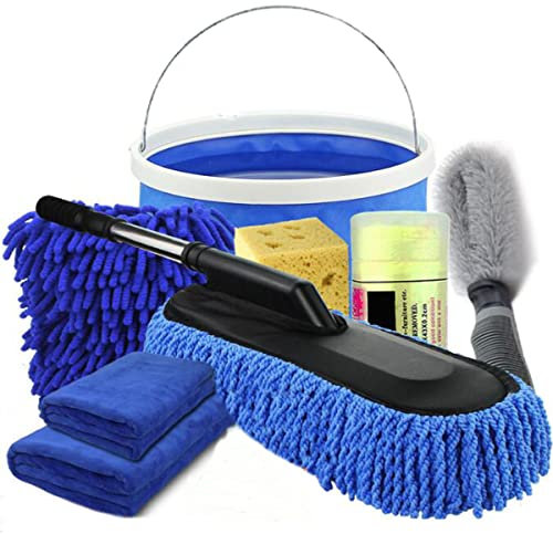 Autowasch-Set, 8-Teiliges Autowaschbürsten-Set Mit Eimer, Auto-Innenreinigungsset, Auto-Reinigungszubehör Für Innen Und Außen, Räder, Armaturenbrett