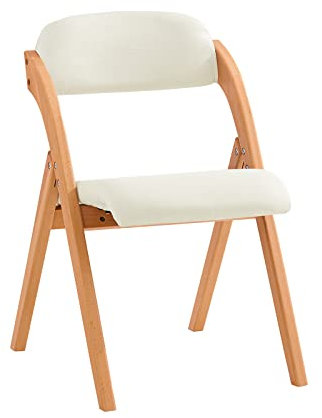 SoBuy Sedia Pieghevole in Legno – Poltrona Imbottita da Cucina, Sedie da Interno Ufficio, Balcone, Giardino – Sedie Pieghevoli Salvaspazio Richiudibili in Faggio, Bianco FST92-W