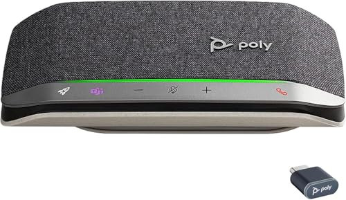 Altavoz manos libres Bluetooth portátil personal Poly Sync 20+ (Plantronics) - Reducción del ruido o de ecos, Adaptador Bluetooth USB-C, Funciona con Teams (certificado), Zoom, PC, teléfonos celulares