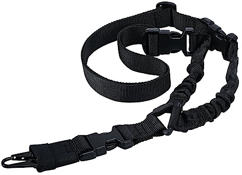 ACEXIER Verstellbarer taktischer Schlingengürtel Single Point 1000D Heavy Duty Mount Bungee Slings Kit Airsoft Strap Jagdzubehör Cs Army (Black)