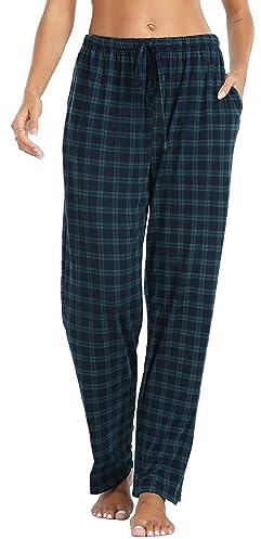 Lovasy Bas de Pyjama Femme Long Pantalon Pyjama à Carreaux | Doux et Chaud Pantalon de Nuit avec Poches