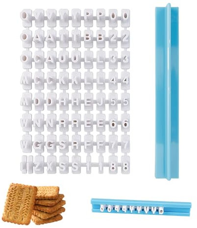 Confezione da 72 timbri alfanumerici per biscotti in silicone, timbri per biscotti, timbri con numeri, adatti per cuocere, fare biscotti e caramelle, ecc.