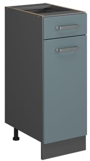 Vicco Küchenunterschrank R-Line, Blau-Grau, 30 cm | 1 Schublade · Ohne Arbeitsplatte · Höhenverstellbare Füße · 1 Tür · ✓ Frei kombinierbar